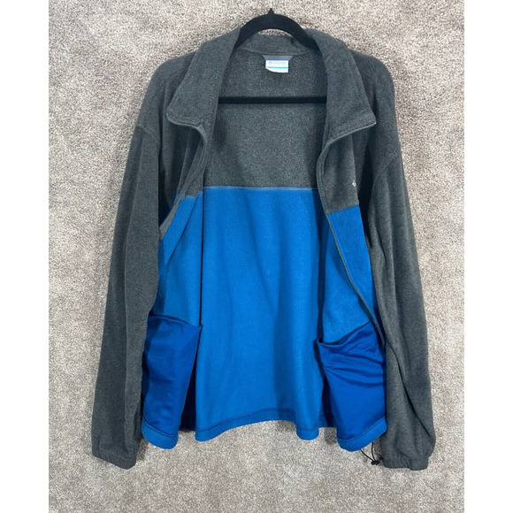 Columbia Jacket Mens XXL Gray Blue Colorblock Steens Mountain Fleece Full Zip - Picture 4 of 8